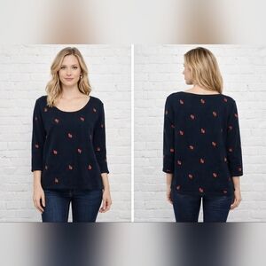 sydney easton black rose embroidered knit top xl floral minimalist vintage xl